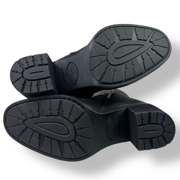 Born Debra Riding Campus Boots Tall Knee High Heeled Black Leather Moto Biker 9 - Picture 13 of 13